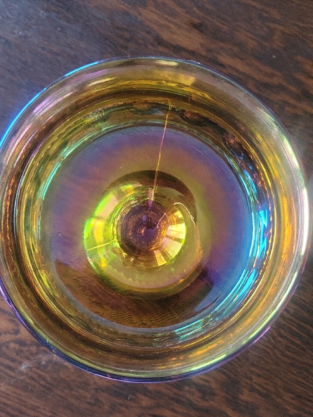 Vintage Iridescent Amber Carnival Glass Compote - Picture 3 of 4